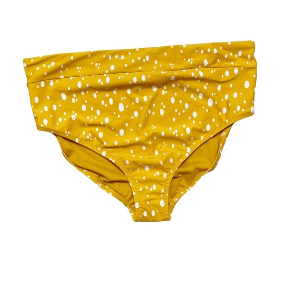 Kona Sol NWT Yellow Dot High Waist Bikini Bottom Size 16W/18W - Picture 1 of 7
